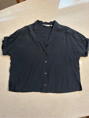 & Other Stories Black Short-Sleeve Button Shirt